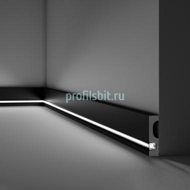 Черный напольный плинтус скрытого освещения NMC Wallstyl IL11 BL 80х20 мм 200 см