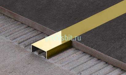 Стальной П-профиль 10х15 FSUP15-GP золото полированное 2,7м