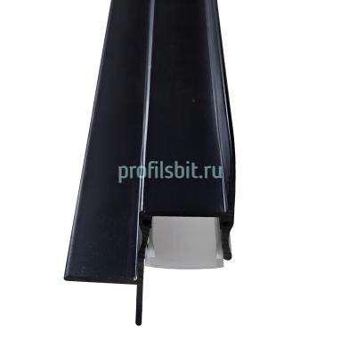 Алюминиевый плинтус потолочный с LED подсветкой H-2 LED 39х33 с экраном черный 3м
