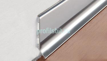 Плинтус алюминиевый для пола 60 мм ПТ-60 хром 3 м
