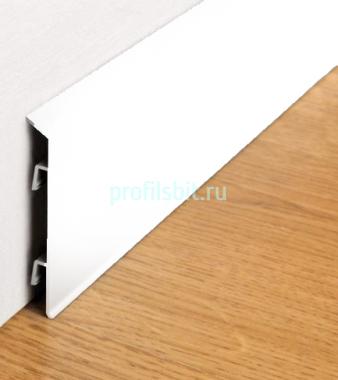 Напольный алюминиевый плинтус 70 мм ПТ-70 белый 3 м