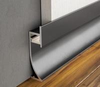 Напольный плинтус алюминиевый с подсветкой 71 мм ПТ-71 LED черный (профиль и экран) 3 м