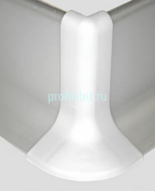 Комплект уголков внешних (2 шт.) для алюминиевого напольного плинтуса Effector Q63 ПВХ серебро