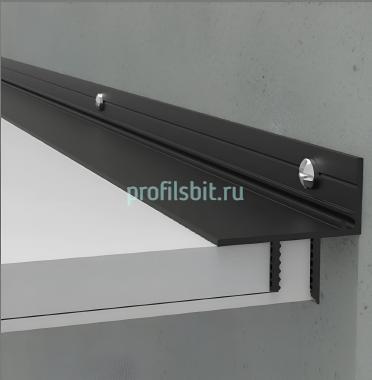 Алюминиевый теневой профиль потолочный Мега-Трейд ПТП-26 черный 2м