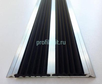 Одноуровневый порог из алюминия с 2 резиновыми вставками 68 мм ПО-200-00 Алюминий 2.7 м