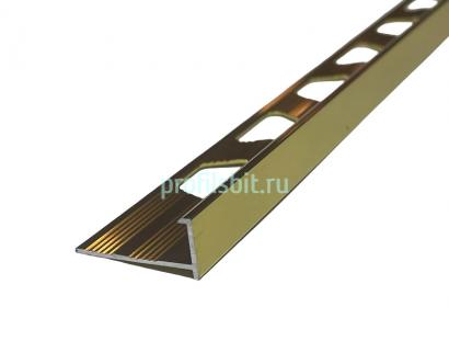 L-образный профиль алюминиевый 10 мм ПО-201-03 золото глянец 2.7 м