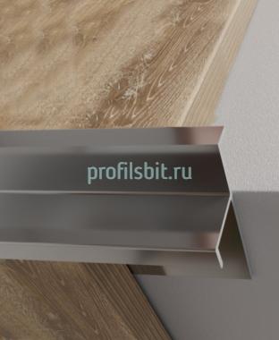 Алюминиевый профиль закладной фигурный угловой 10 мм ПО-204-01 серебро глянец 2.7 м