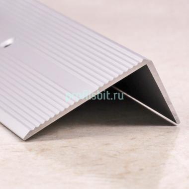 Алюминиевый порог угловой с рифлением 40х20 мм ПО-40х20-00 Алюминий 2.7 м