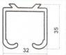 Профиль алюминий для раздвижных дверей 32х35 мм 3 м