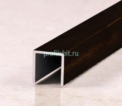 П-образный профиль алюминиевый 10х10 мм П-10х10  Чёрный глянцевый браш 2,7 м