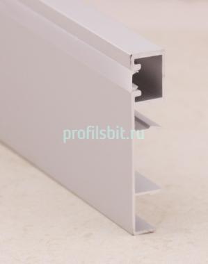 Алюминиевый плинтус напольный с LED подсветкой ПЛС-80 серебро матовое 3 м