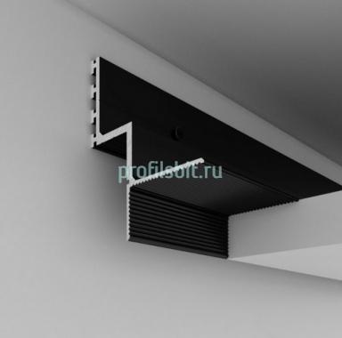 Алюминиевый плинтус потолочный теневой ПО-142 Черный матовый 2,7 м