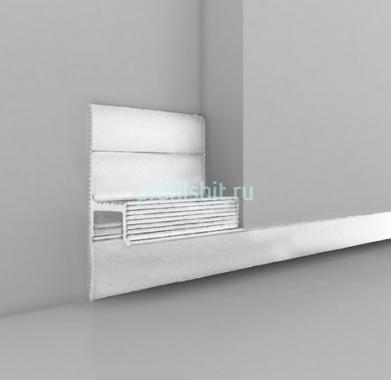 Алюминиевый теневой плинтус с LED подсветкой (с экраном) ПО-143 серебро матовое 2,7 м