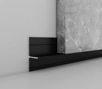 Алюминиевый плинтус напольный теневой ПО-146 Черный матовый 2,7 м