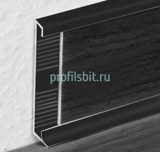 Алюминиевый плинтус 60 мм для ковролина ПО-194 черный матовый 2,7 м