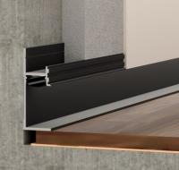 Алюминиевый плинтус напольный теневой с LED подсветкой и экраном ПО-196 черный матовый 2,7 м