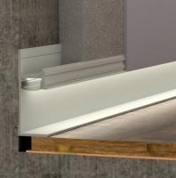 Алюминиевый плинтус напольный теневой с LED подсветкой и экраном ПО-196 серебро матовое 2,7 м