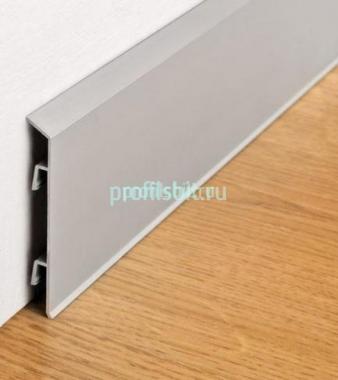 Напольный плинтус алюминиевый с кабель-каналом ПТ-110 алюминий серебро 3 м