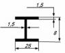 Двутавр 25х8х25х1,5 мм под 5 мм из алюминия 3 м