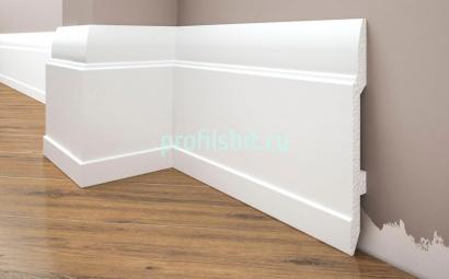 Напольный плинтус из полистирола 144х13 Cezar Elegance LPC-25 - 101 Белый 2,44 м