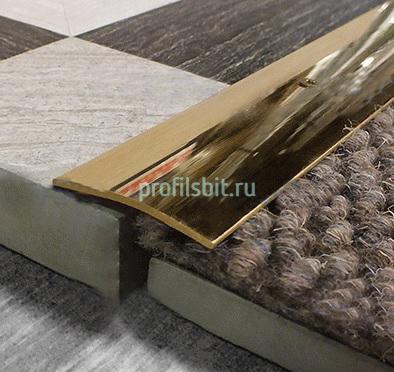 Одноуровневый порог из полированной латуни 40 мм LPOS 40 2,7 м