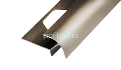 Алюминиевый профиль под плитку закладной угловой ПО-10х10 Бронза светлая глянец 2,7 м