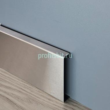 Плинтус с кабель-каналом из нержавеющей стали 60 мм H60 SGB Серебро глянец браш 2,5 м