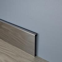 Плинтус с кабель-каналом из нержавеющей стали 60 мм H60 SG Серебро глянец 2,5 м