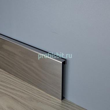 Плинтус с кабель-каналом из нержавеющей стали 60 мм H60 SG Серебро глянец 2,5 м