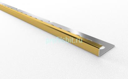 Стальной окантовочный П-профиль 10 мм SB203-10H ZG золото глянец 2,7м